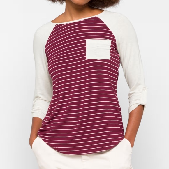 Market & Spruce Tops - Market & Spruce - Joey Crew Neck Responsible Rayon Pocket Tee. XXL. Burgundy